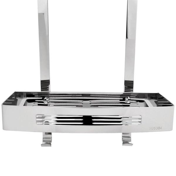 Suporte Duplo Inox Porta Shampoo Banheiro Box Gancho Prateleira Utensilios Organizaçao Casa Lavanderia Cozinha Resistente Multiuso - Ab.MIDIA Imagem de Suporte Duplo Inox Porta Shampoo Banheiro Box Gancho Prateleira Utensilios Organizaçao Casa Lavanderia Cozinha Resistente Multiuso