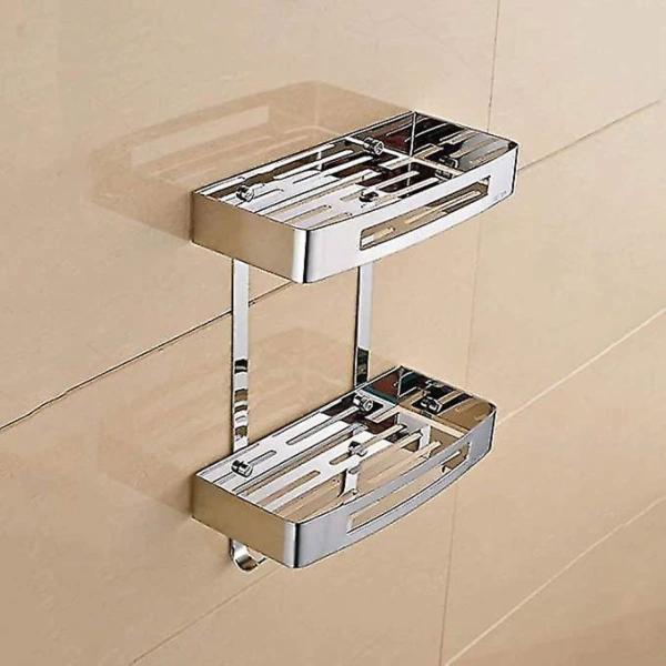 Suporte Duplo Inox Porta Shampoo Banheiro Box Gancho Prateleira Utensilios Organizaçao Casa Lavanderia Cozinha Resistente Multiuso - Ab.MIDIA Imagem de Suporte Duplo Inox Porta Shampoo Banheiro Box Gancho Prateleira Utensilios Organizaçao Casa Lavanderia Cozinha Resistente Multiuso