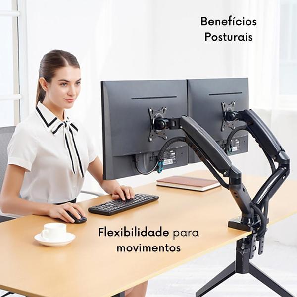 Imagem de Suporte Duplo Monitor De Mesa De 17 Até 27 Polegadas Preto