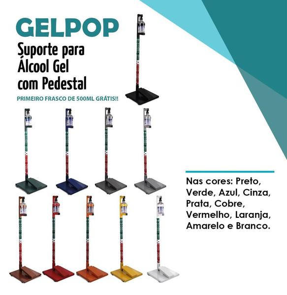 Imagem de Suporte Em Aço Para Álcool Gel Com Pedal Vermelho