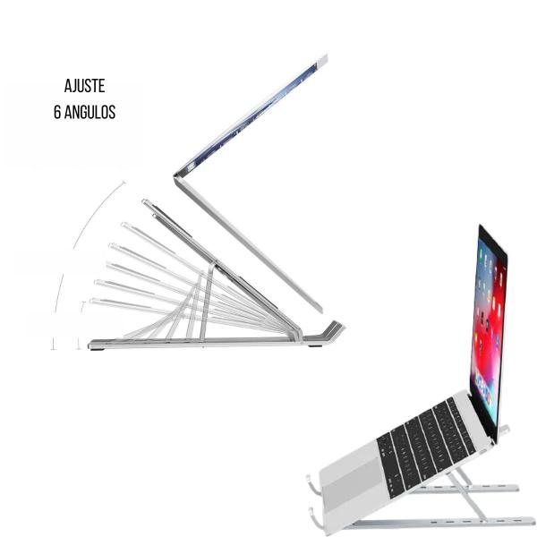 Imagem de Suporte Em Metal Alumínio Para Notebook Laptop Tablet Portátil Regulável Ajustável Em Níveis De 6 Alturas