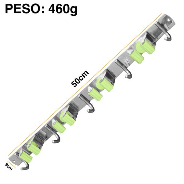 Imagem de Suporte Embralumi Organizador Porta Vassoura Gancho 9 Itens