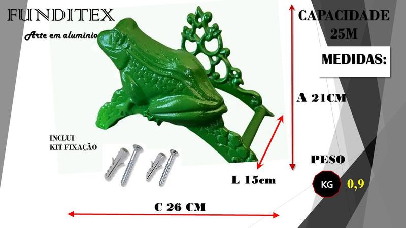 Imagem de Suporte Enrolador De Mangueira Jardim Sapo Verde Em Aluminio