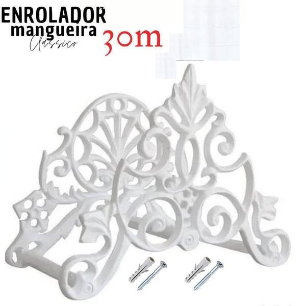 Imagem de Suporte Enrolador Mangueira Jardim Clássico Branco