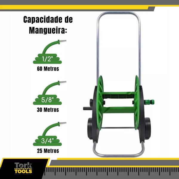 Imagem de Suporte Enrolador Mangueira Jardim Com Carrinho Em-65 Trapp