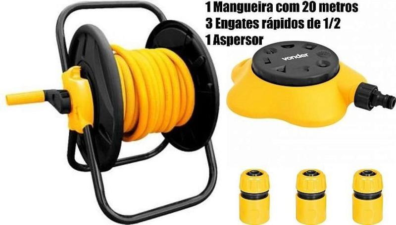 Imagem de Suporte Enrolador S/ Rodas + Mangueira 20M + Aspersor Vonder