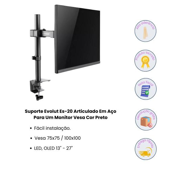 Imagem de Suporte Es-20 Evolut Para Monitor Tv Articulado Até 27 Poleg