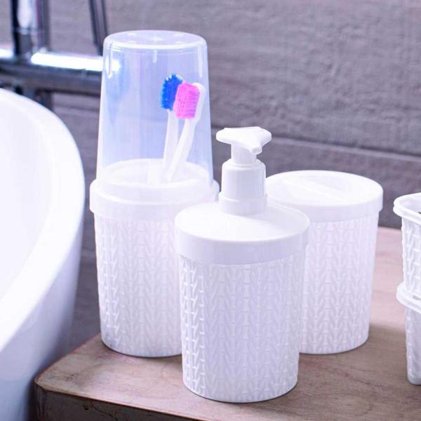 Suporte escova de dente e pasta dentao com tampa preto pote organizador plástico pia banheiro lavabo - Plasútil Imagem de Suporte escova de dente e pasta dentao com tampa preto pote organizador plástico pia banheiro lavabo