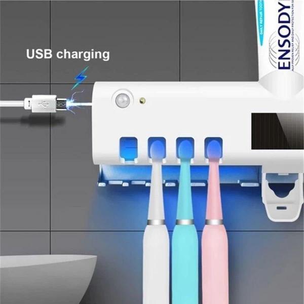 Imagem de Suporte Escova e Pasta Esterilizador UV para Escova de Dente com Dispenser