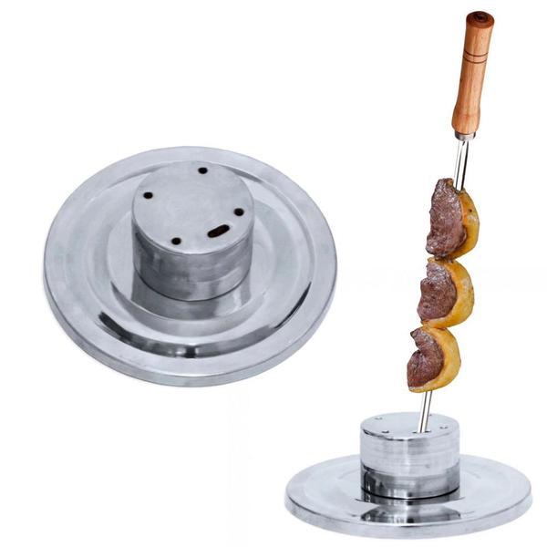 Imagem de Suporte Espeto de Mesa em Aluminio com 5 Furos para Churrasco  Jl Artesanatos 