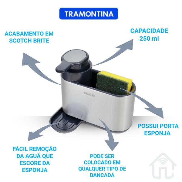 Imagem de Suporte Esponja com Dosador de Sabão Tramontina 250 ml