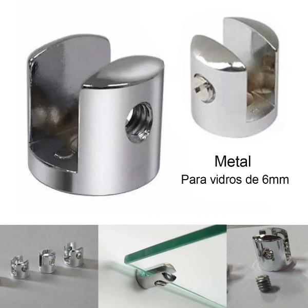 Imagem de Suporte fenda cromado 6 mm boca de jacaré para prateleiras