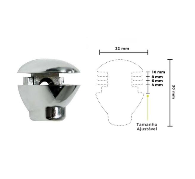 Imagem de Suporte Fenda Flex 4 a 10mm Cromado Pacote com 200 unidades