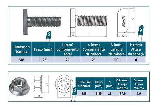 Imagem de Suporte Fixador Solar M10x250mm Telha Fibrocimento - 4 Peças