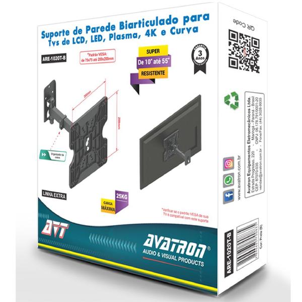 Imagem de Suporte fixo de parede para tv monitor led lcd de 20 polegada parede bi articulado com inclinação