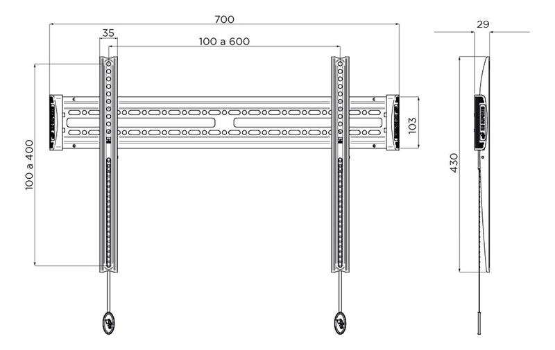 Imagem de Suporte Fixo ELG PRETO de Parede p/ TVs de 32" a 86"  E600