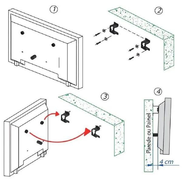 Imagem de SUPORTE FIXO PARA TV E MONITOR TELAS DE 10" A 100" POLEGADAS para parede ou painel.