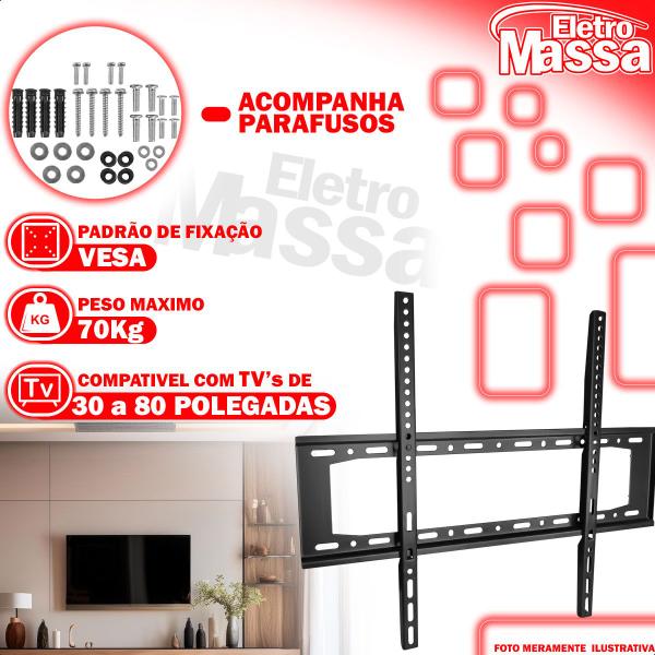 Imagem de Suporte Fixo para TVs de 40 a 80 Polegadas - Estabilidade e Elegância para sua Sala 75kg