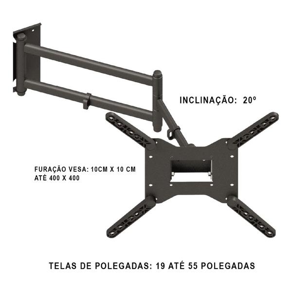 Imagem de Suporte Fixo Parede Tri Artitulado Monitores Led/ldc 30 Pol