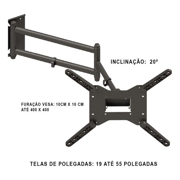 Imagem de Suporte Fixo Parede Tri Artitulado Monitores Led/ldc 49 Pol