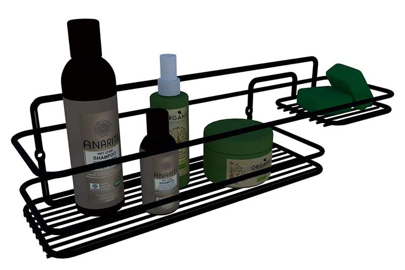 Imagem de Suporte Fixo Porta Shampoo Sabonete Banheiro Aço Reforçardo