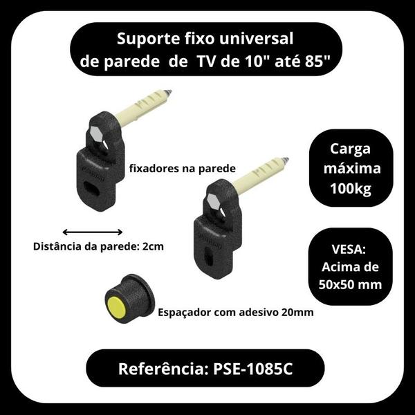 Imagem de Suporte Fixo Universal de parede para TV tela de 10" até 85"