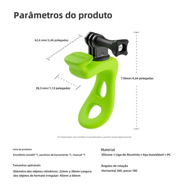 Imagem de Suporte Flexível de Silicone para Câmera de Ação - Ajustável para GoPro e Insta360