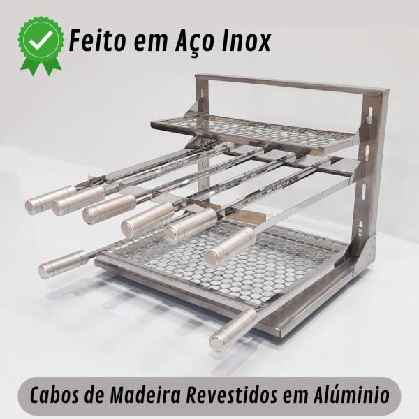 Imagem de Suporte Flutuante Grelhas Moeda e Espetos Inox 42X34 A.livre