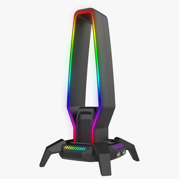 Imagem de Suporte Fone De Ouvido Gamer Headset Rgb C/ Hub Usb 3.0 Cor Branco