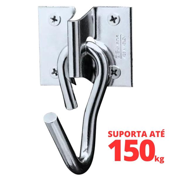 Suporte Gancho de Rede 150kg Aço Reforçado Silvana Imagem de Suporte Gancho de Rede 150kg Aço Reforçado Silvana