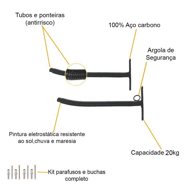 Imagem de Suporte Gancho Horizontal 2 Bikes Revestido Local P/ Cadeado