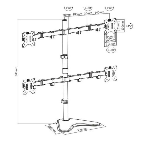 Imagem de Suporte Giratório De Mesa Para 4 Monitores De 15 A 27 Elg