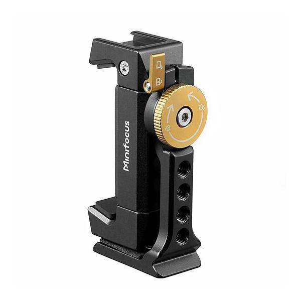 Suporte Giratório de Metal 360° para Telefone - com Sapata Fria e Adaptador para Tripé Imagem de Suporte Giratório de Metal 360° para Telefone - com Sapata Fria e Adaptador para Tripé