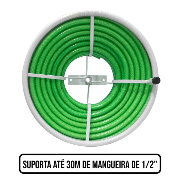 Imagem de Suporte Giratório Para Mangueira de Jardim Até 30 metros Tubo Reforçado Kit Instalação