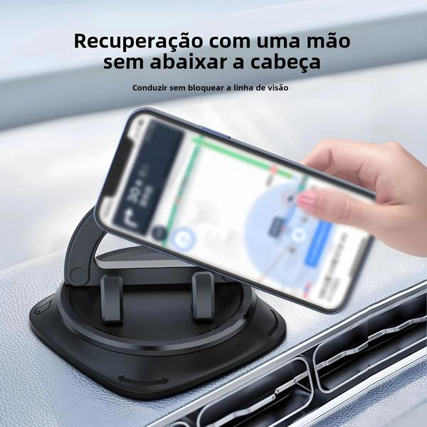 Suporte Giratório para Telefone de Carro - 360 Graus, com Montagem em Painel de Silicone Imagem de Suporte Giratório para Telefone de Carro - 360 Graus, com Montagem em Painel de Silicone