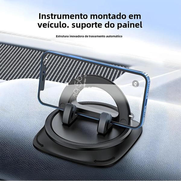 Suporte Giratório para Telefone de Carro - 360 Graus, com Montagem em Painel de Silicone Imagem de Suporte Giratório para Telefone de Carro - 360 Graus, com Montagem em Painel de Silicone