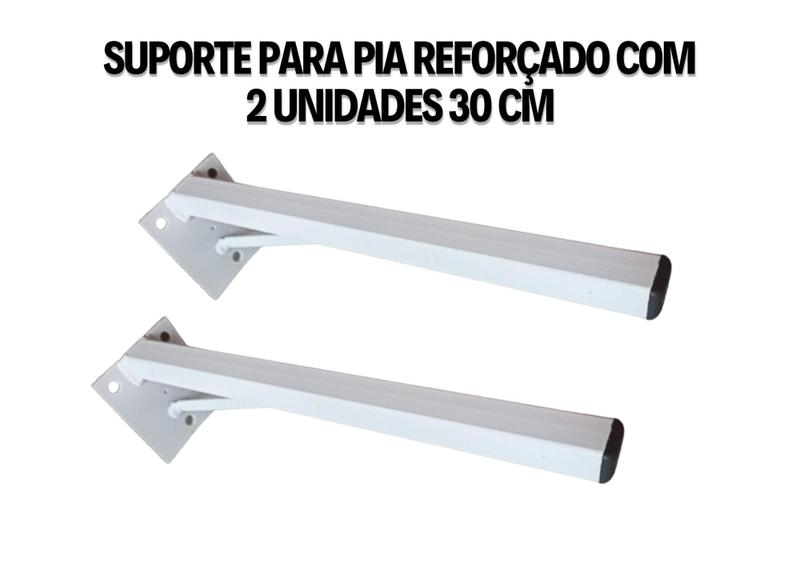 Imagem de Suporte Grapa Pia Parafusar 30cm Super Reforçado mão francesa 30 cm 2 Unidades e Kit de instalação