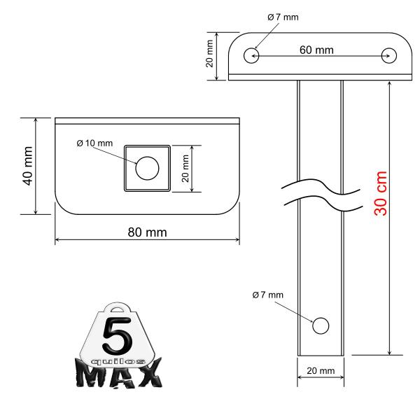 Imagem de Suporte Haste De Refletor Led Fachada 20 CM Preto Base L