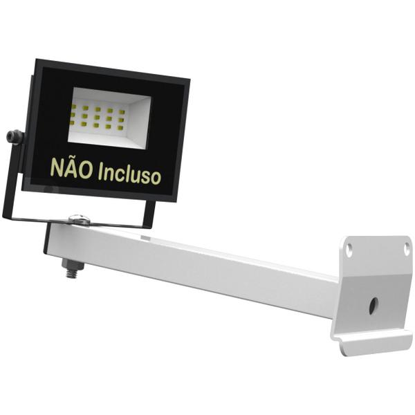 Imagem de Suporte Inclinação Haste De Refletor Led Parede Fachada Banner Base Inclinada 20 Cm Branco