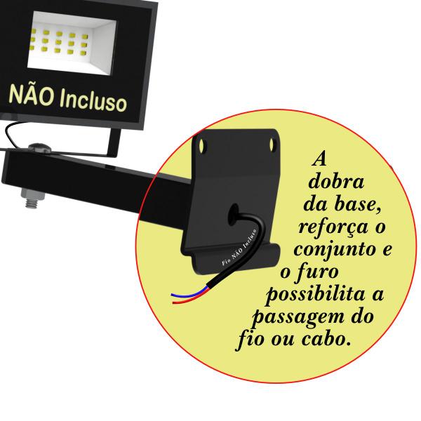 Imagem de Suporte Inclinação Haste De Refletor Led Parede Fachada Banner Base Inclinada 40 Cm Preto