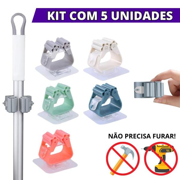 Imagem de Suporte Individual Para Vassoura Rodo Kit Lavanderia Gancho Organizador - Escolha Seu Kit