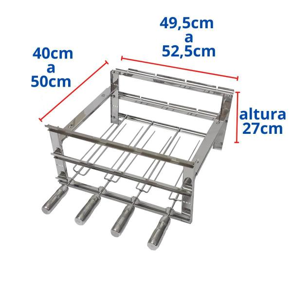 Imagem de Suporte Inox Kit 4 Espetos Para Churrasqueira De Alvenaria