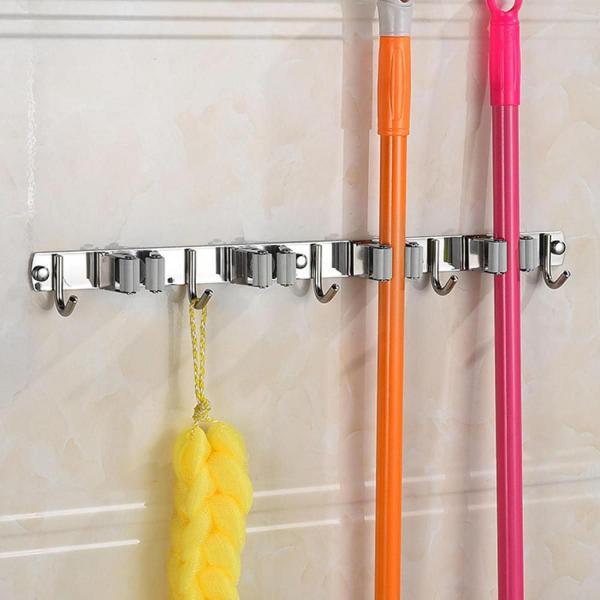 Suporte Inox Multiuso De Parede Gancho Para Vassoura Rodo Pá - Neowin Imagem de Suporte Inox Multiuso De Parede Gancho Para Vassoura Rodo Pá