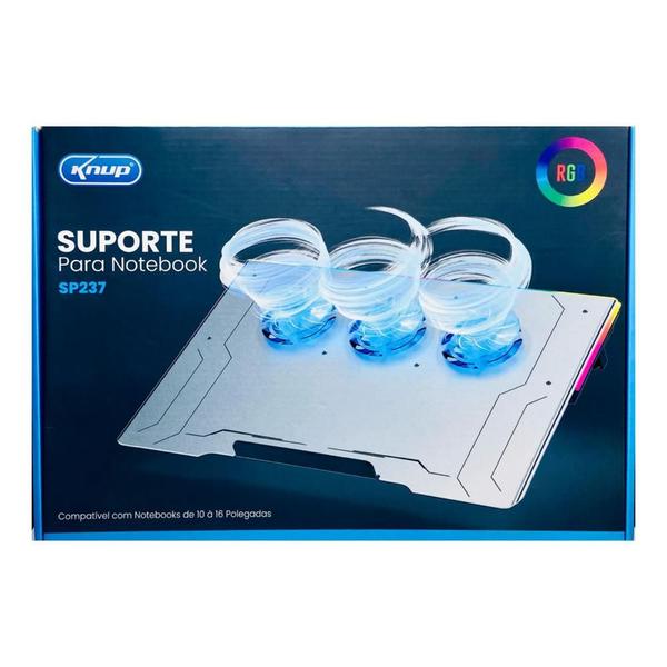 Imagem de Suporte Knup Para Notebook Com 3 Fans e Borda Luminosa RGB