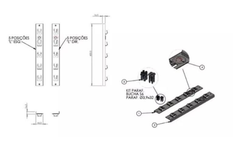 Imagem de Suporte Lateral L Churrasqueira Mahler Inox 400Mm 5 Posições