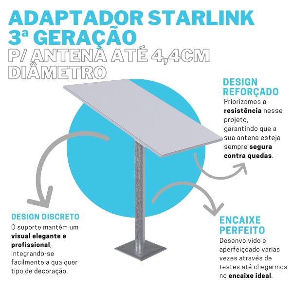 Imagem de Suporte Luva Adaptador Fixar Starlink 3ª Geração em Haste de Antena de até 4,4cm de Diâmetro