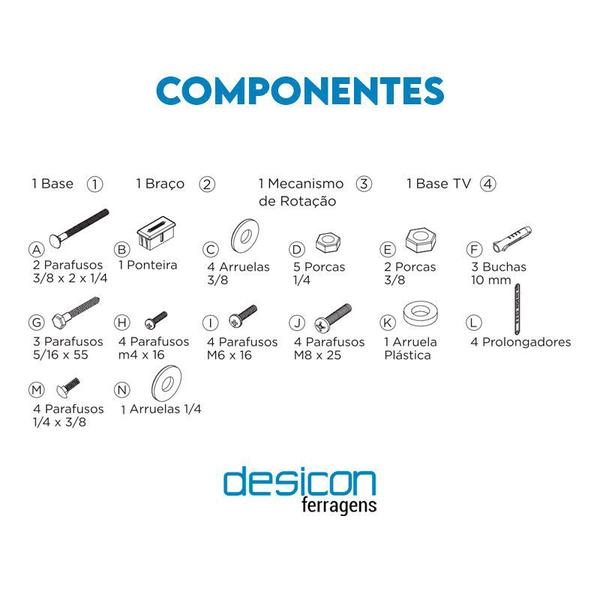 Imagem de Suporte M2 com Inclinação para TV 14'' até 56'' Multivisão