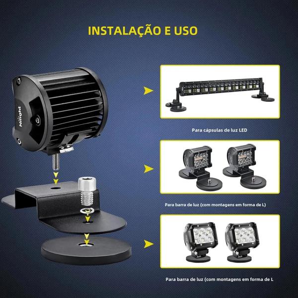 Imagem de Suporte Magnético para Barra de Luz LED - Base com Parafuso M10 (88mm)