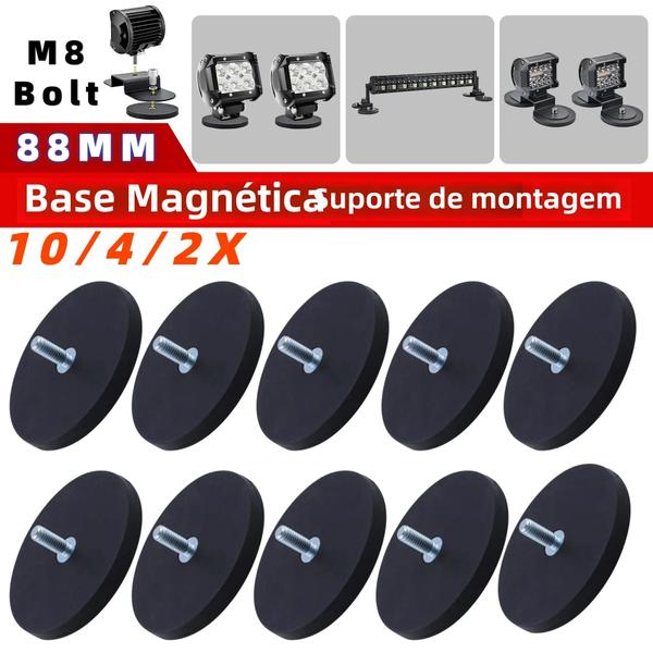 Imagem de Suporte Magnético para Barra de Luz LED - Base com Parafuso M8 (88mm)