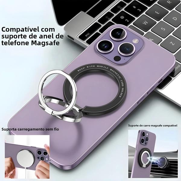 Imagem de Suporte Magnético para iPhone 12/13/Pro/Max/Mini - Anel de Dedo e Base MagSafe